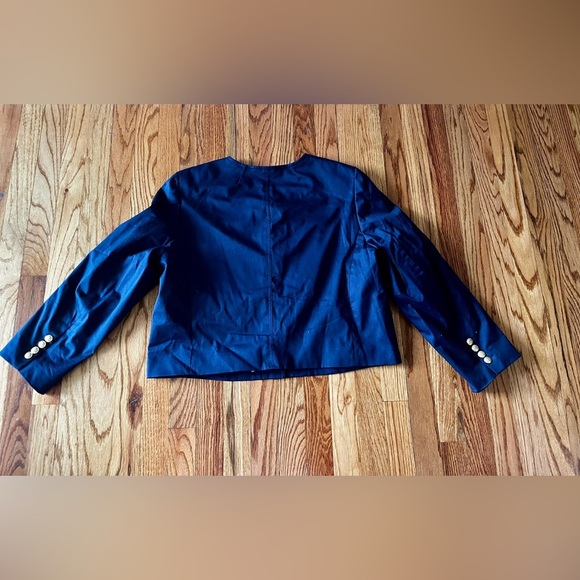 J CREW Louisa Lady Navy cotton jacket with gold snap buttons. Size 16 - Picture 10 of 12